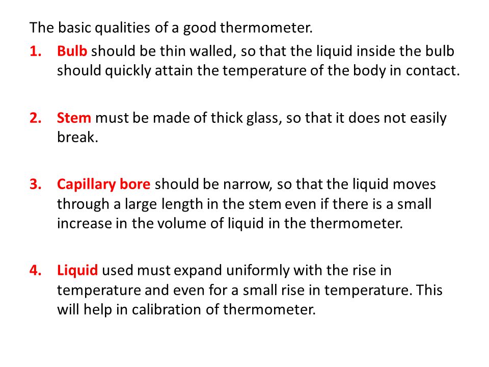 Qualities of a good clearance thermometer